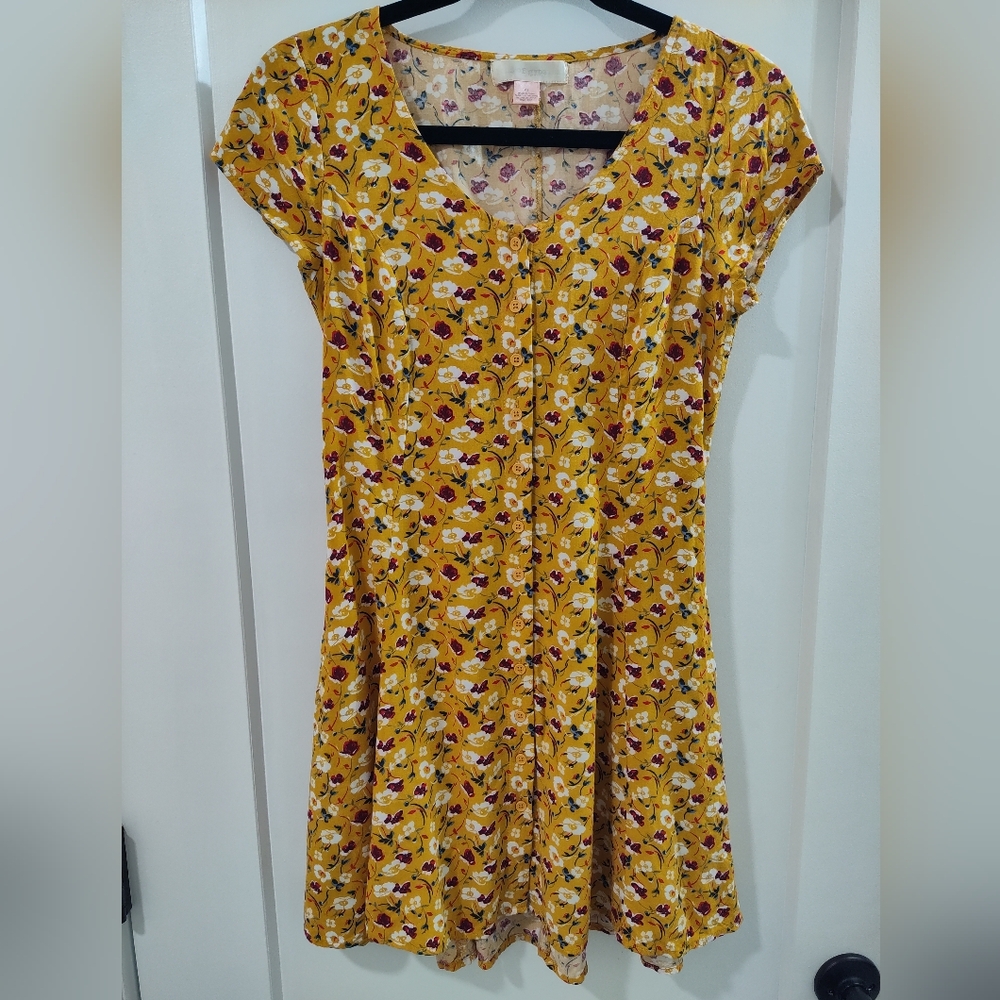 Floral Yellow Dress XS